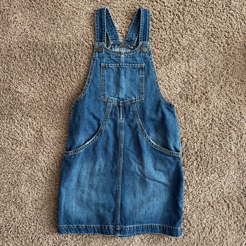 Girls GAP KIDS Blue Denim Overall Dress Jumper Romper size M